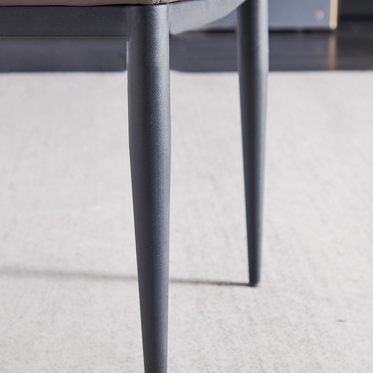 Contemporary Dining Room Chairs Matte Finish Leather Curved Parsons Side Chair