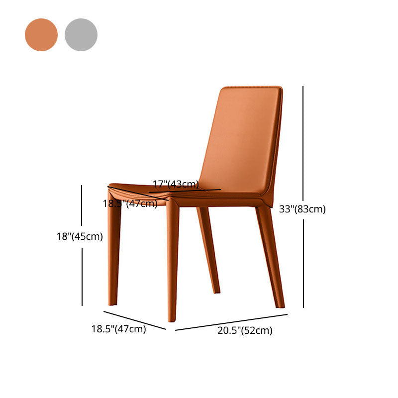 Contemporary Leather Dining Room Chair Armless Metal Side Chair for Home Use