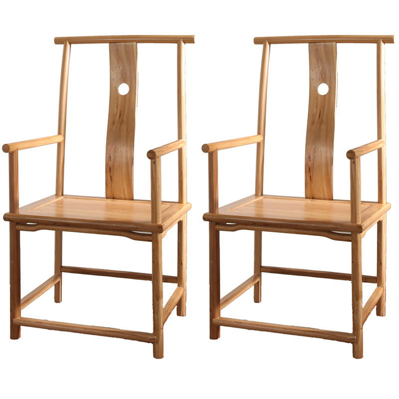 Traditional Dining Slat Back Chair Dining Arm Side Chairs with Wooden Legs