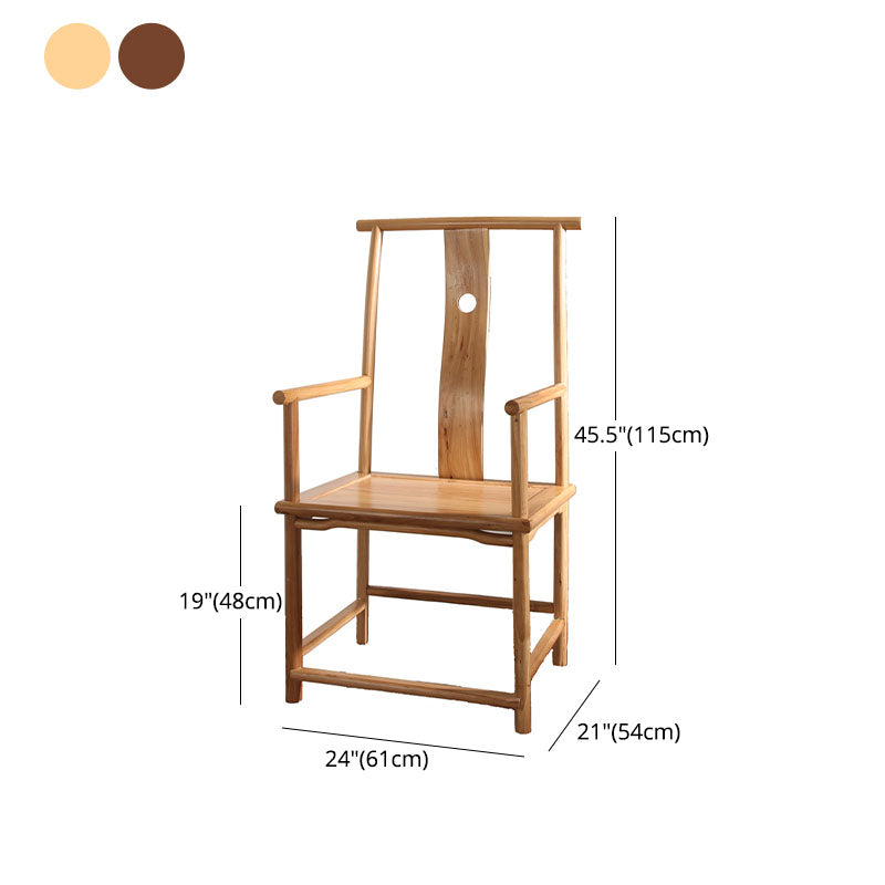 Traditional Dining Slat Back Chair Dining Arm Side Chairs with Wooden Legs