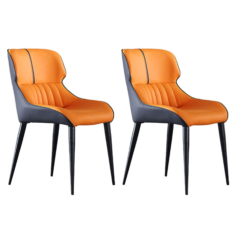 Industrial Wingback Parsons Side Chairs Leather Dining Side Chair