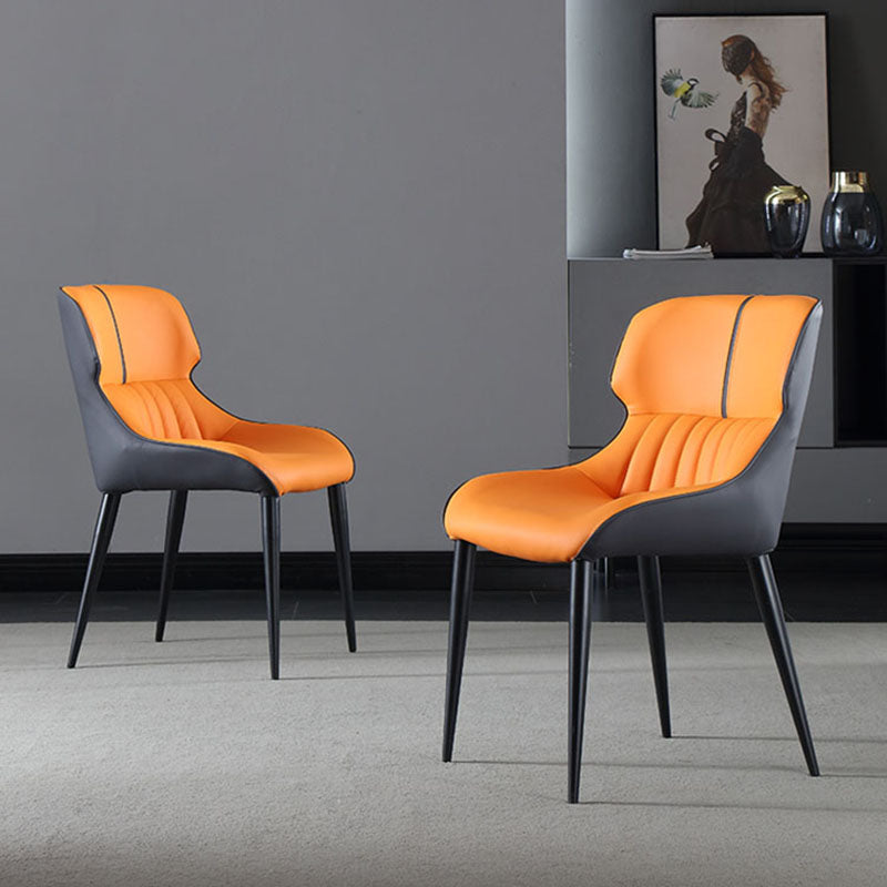 Industrial Wingback Parsons Side Chairs Leather Dining Side Chair