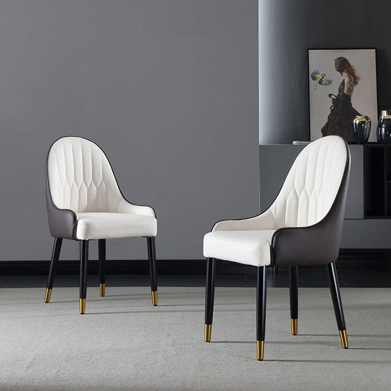 Solid Back Arm Side Chair Scandinavian Design Leather Dining Side Chair