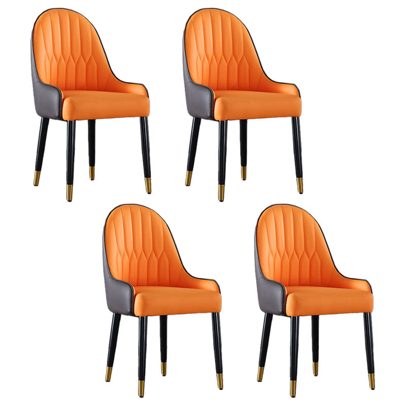 Solid Back Arm Side Chair Scandinavian Design Leather Dining Side Chair