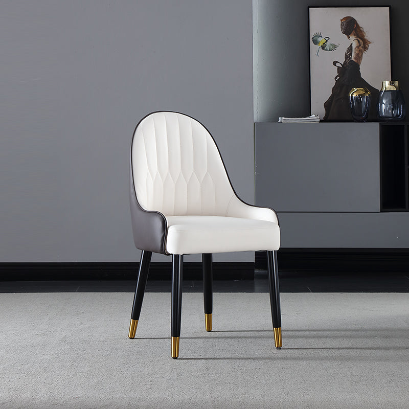Solid Back Arm Side Chair Scandinavian Design Leather Dining Side Chair