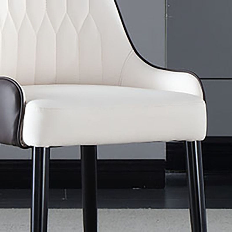 Solid Back Arm Side Chair Scandinavian Design Leather Dining Side Chair