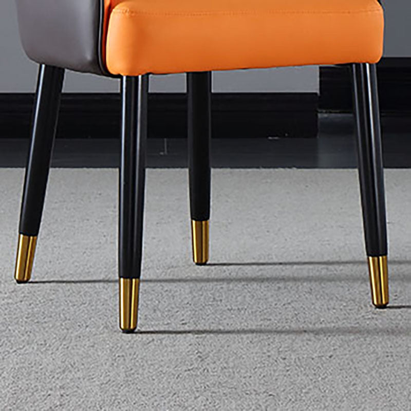 Solid Back Arm Side Chair Scandinavian Design Leather Dining Side Chair