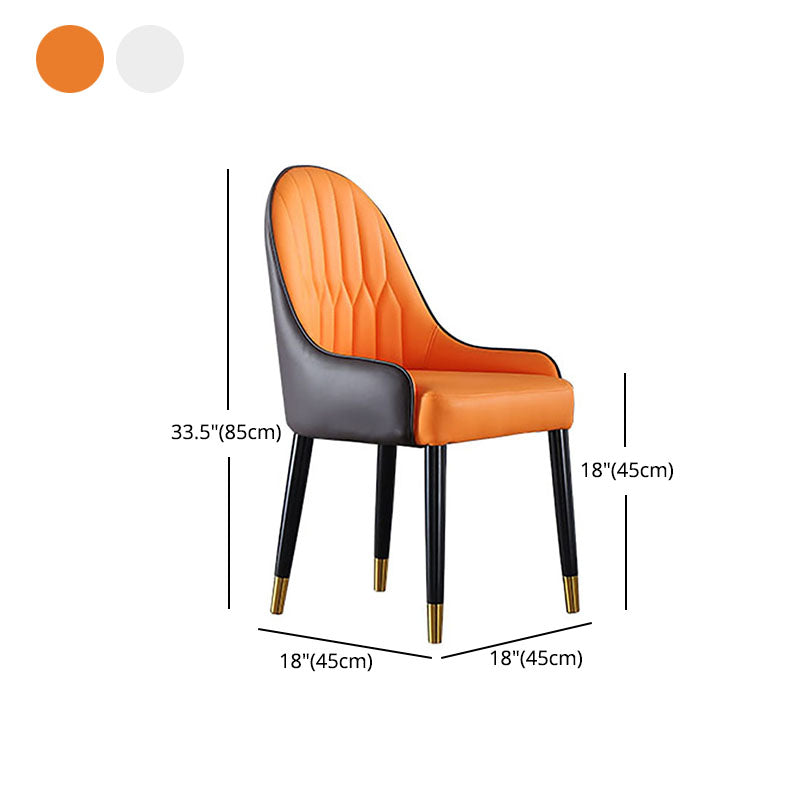 Solid Back Arm Side Chair Scandinavian Design Leather Dining Side Chair