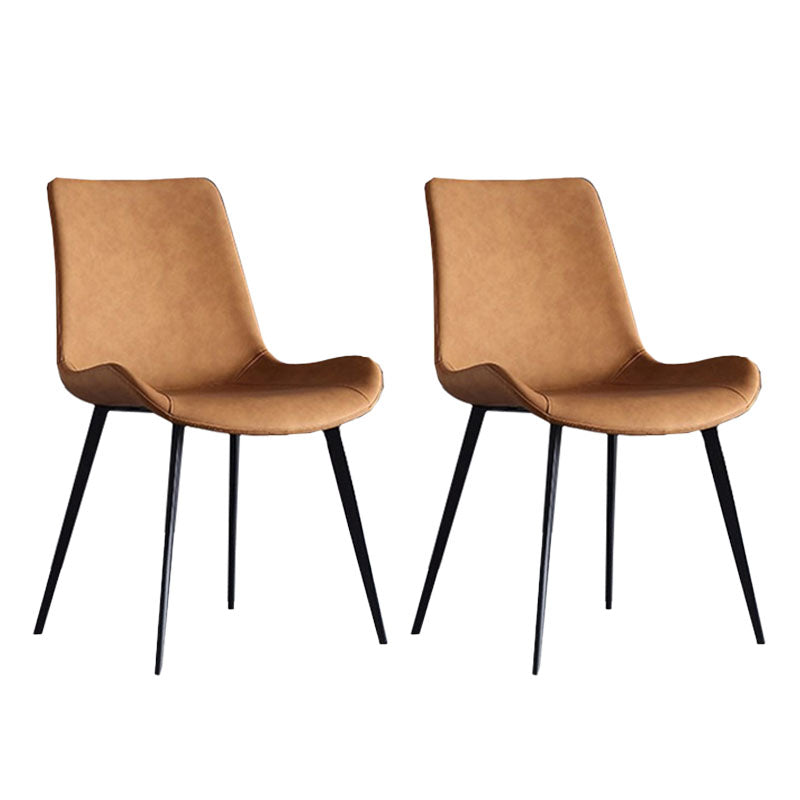 PU Leather Dining Chairs Industrial Style Arm Solid Back Dining Side Chairs