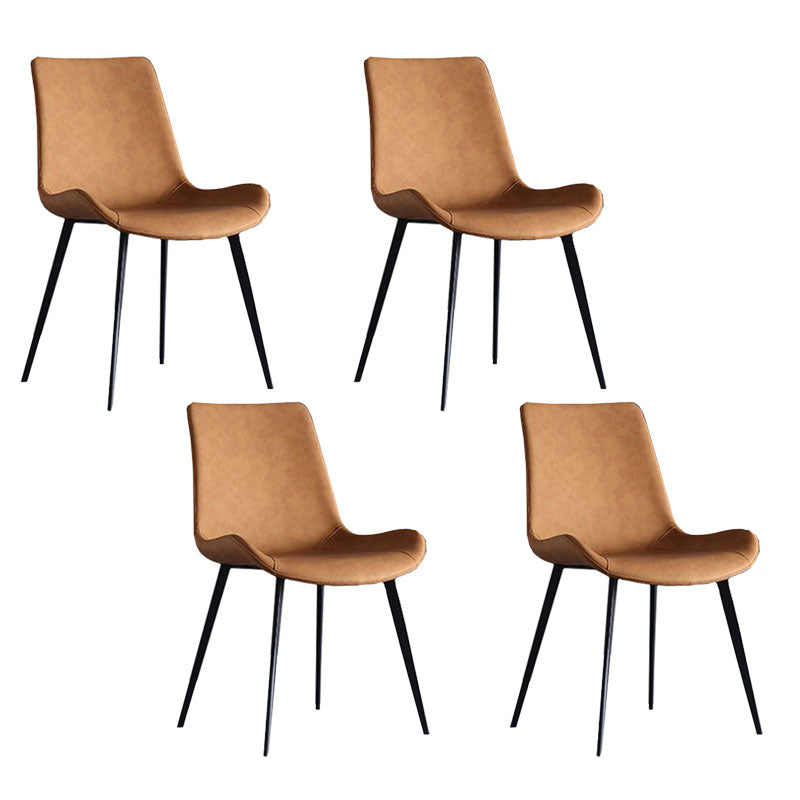 PU Leather Dining Chairs Industrial Style Arm Solid Back Dining Side Chairs