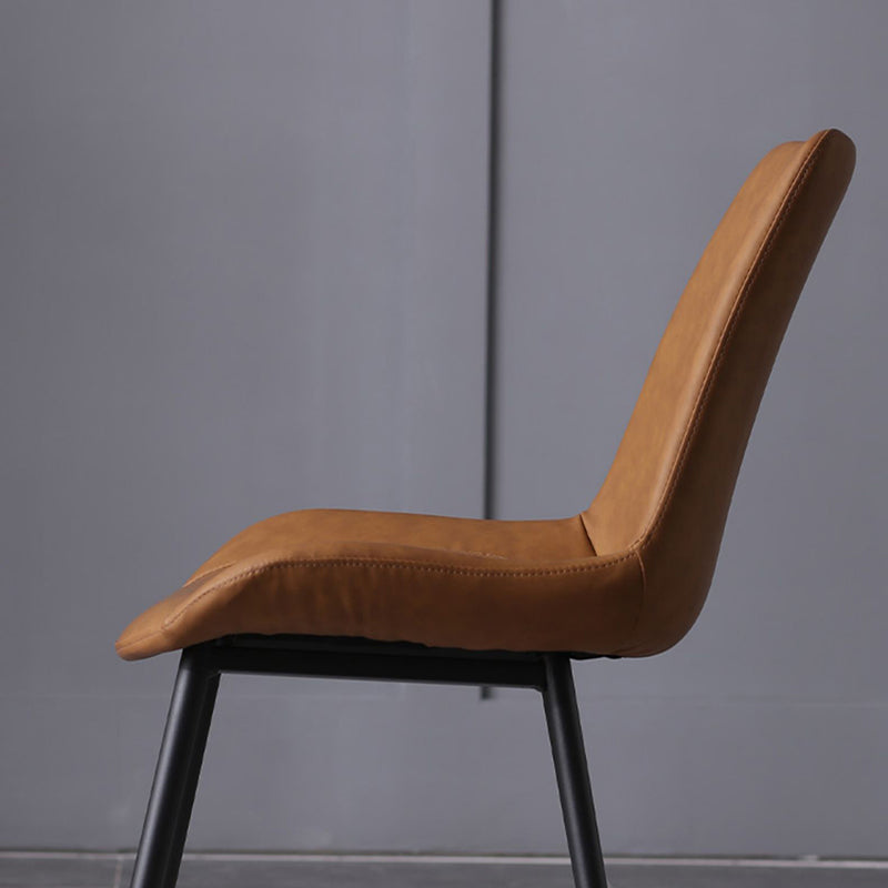 PU Leather Dining Chairs Industrial Style Arm Solid Back Dining Side Chairs