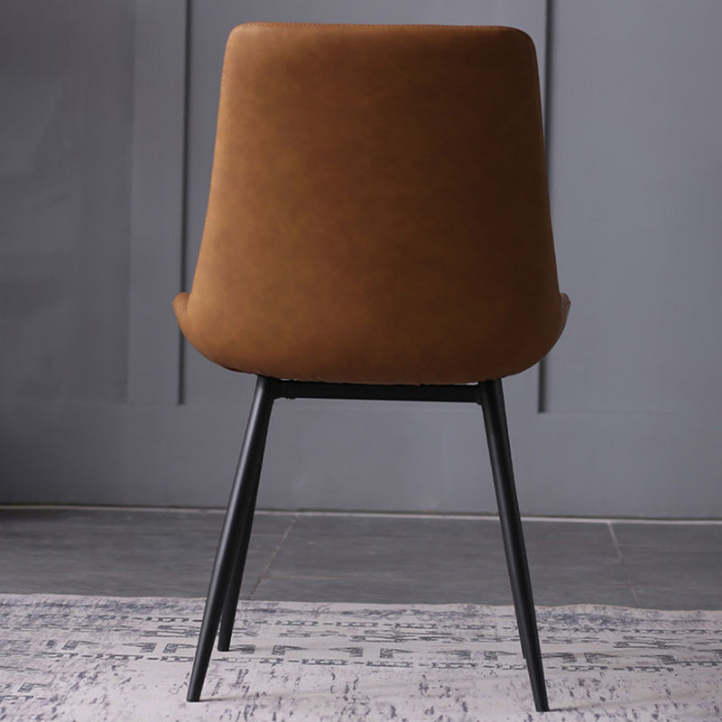 PU Leather Dining Chairs Industrial Style Arm Solid Back Dining Side Chairs