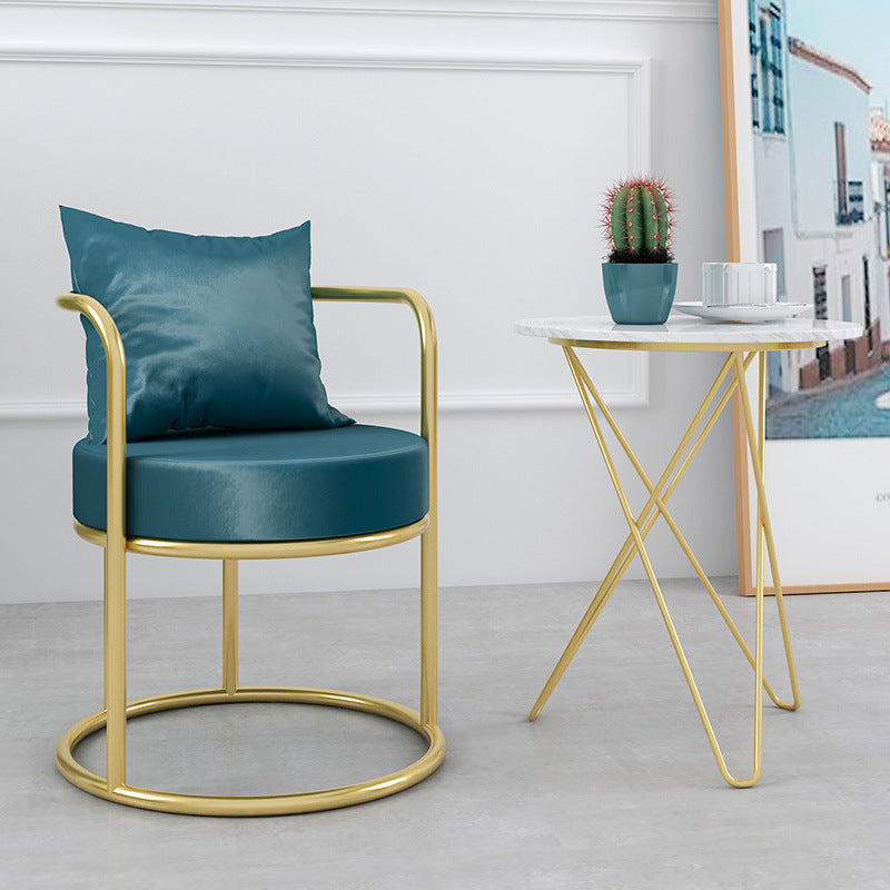 Glam Style 21.65" Wide Pillow Back Sponge Metal Frame Arm Chair