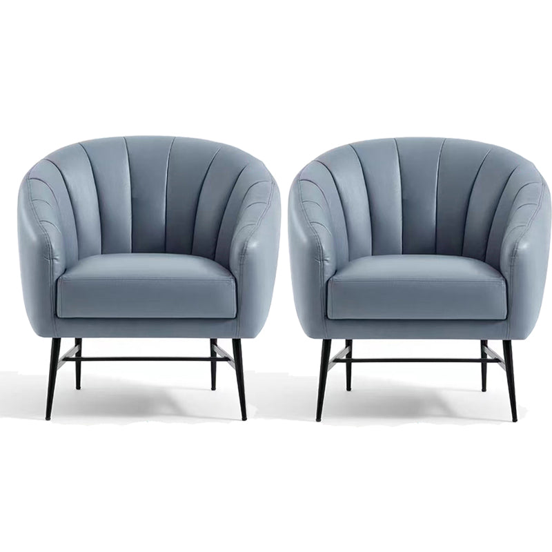 29.5" Wide Faux Leather Sewn Pillow Back Sponge Sloped Arms Barrel Chair