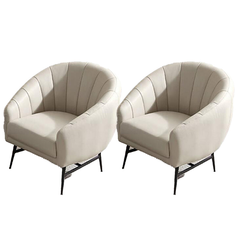 29.5" Wide Faux Leather Sewn Pillow Back Sponge Sloped Arms Barrel Chair