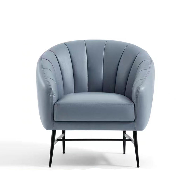 29.5" Wide Faux Leather Sewn Pillow Back Sponge Sloped Arms Barrel Chair