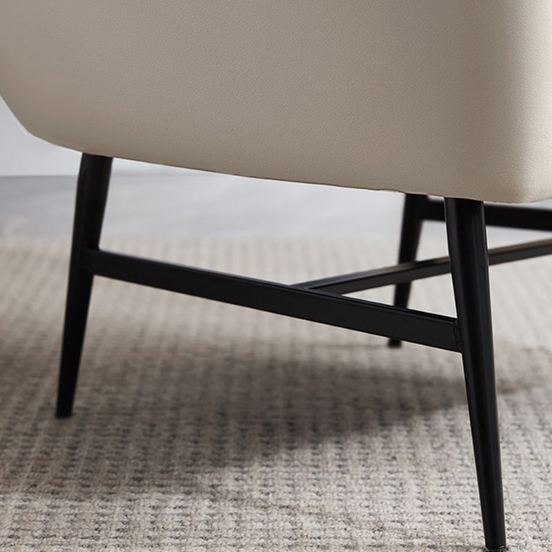 29.5" Wide Faux Leather Sewn Pillow Back Sponge Sloped Arms Barrel Chair