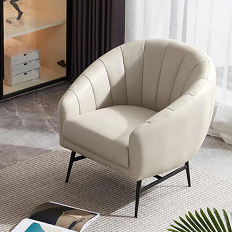 29.5" Wide Faux Leather Sewn Pillow Back Sponge Sloped Arms Barrel Chair