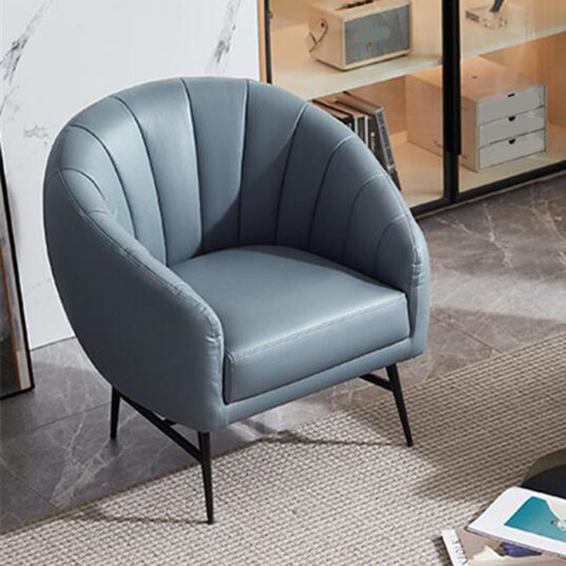 29.5" Wide Faux Leather Sewn Pillow Back Sponge Sloped Arms Barrel Chair