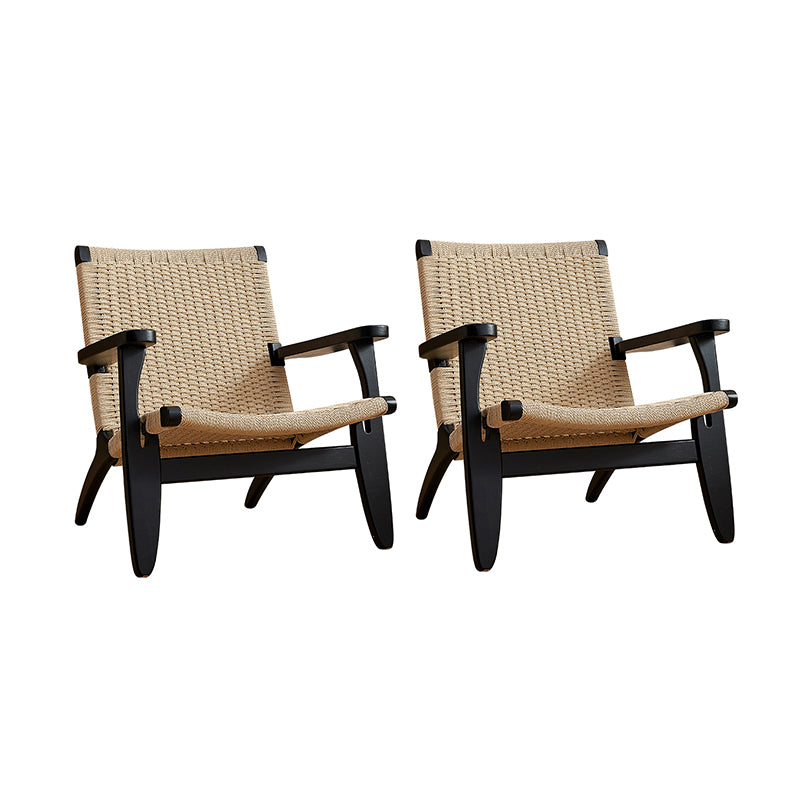 Scandinavian 28.74"Wide Solid Wood Woven Back Arm Chair for Living Room