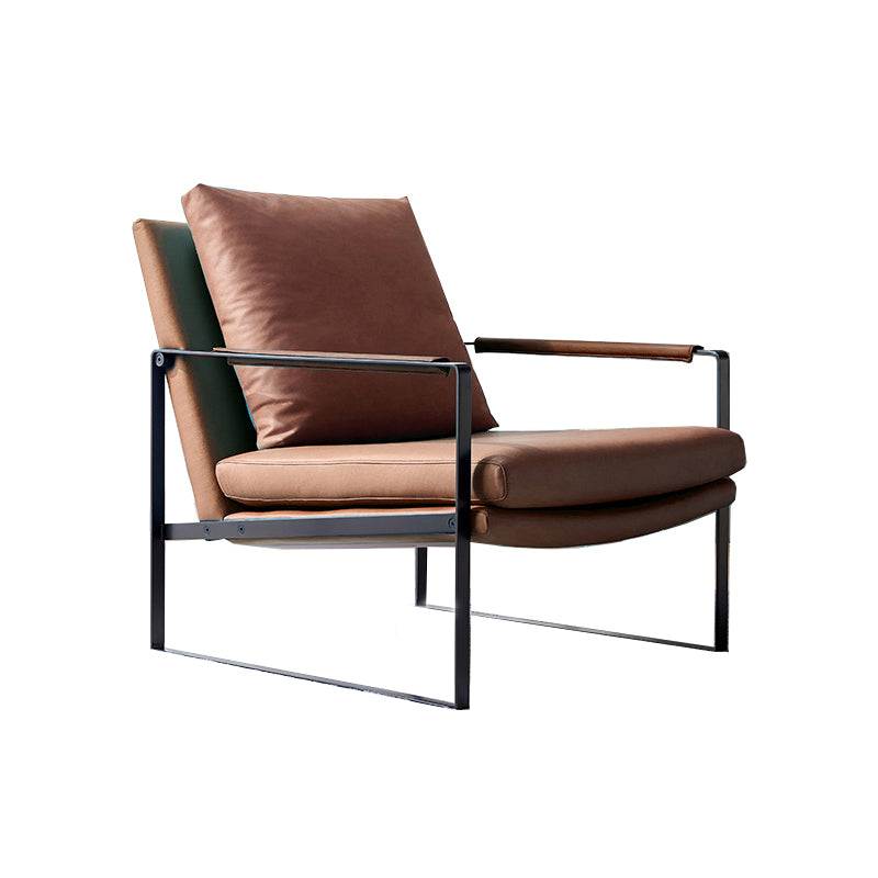 Mid-Century Modern Sled Arm Chair Leather Accent Armchair for Bedroom