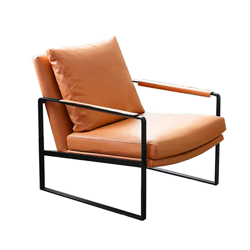 Mid-Century Modern Sled Arm Chair Leather Accent Armchair for Bedroom