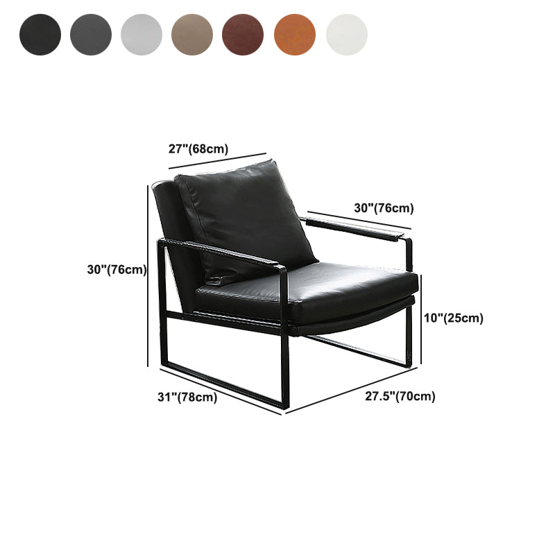 Mid-Century Modern Sled Arm Chair Leather Accent Armchair for Bedroom