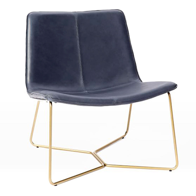 Industrial 24.4"Wide Faux Leather Fixed Back Metal Base Armless Chair