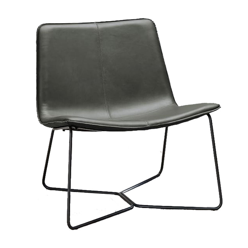 Industrial 24.4"Wide Faux Leather Fixed Back Metal Base Armless Chair