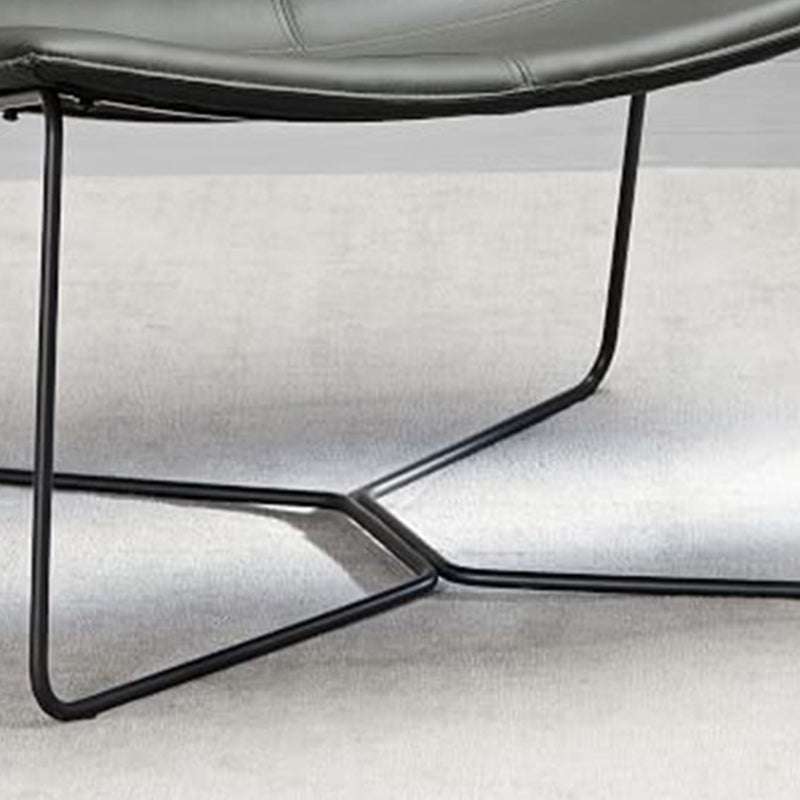 Industrial 24.4"Wide Faux Leather Fixed Back Metal Base Armless Chair