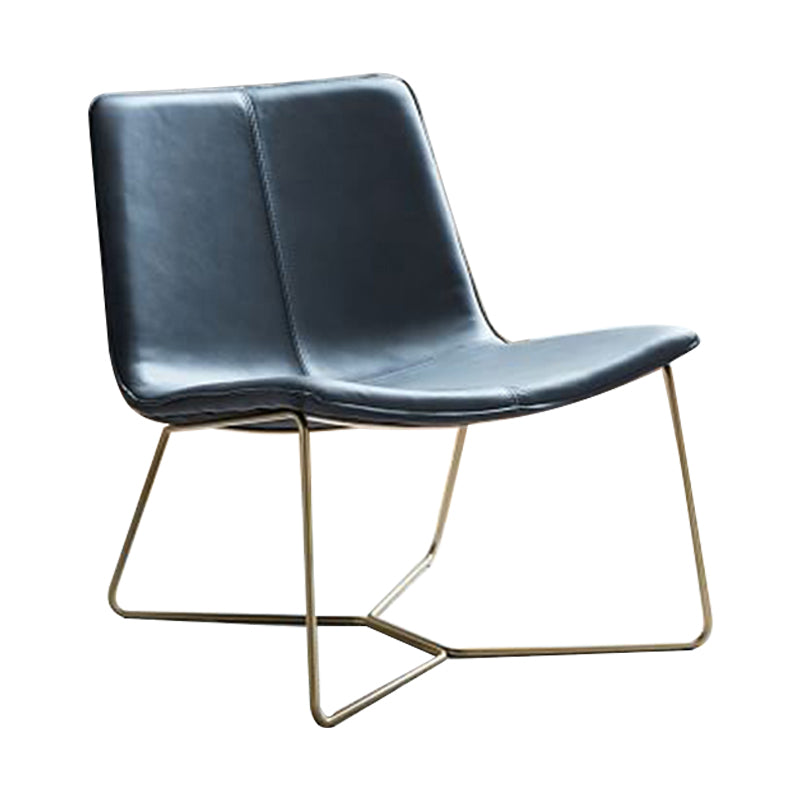 Industrial 24.4"Wide Faux Leather Fixed Back Metal Base Armless Chair