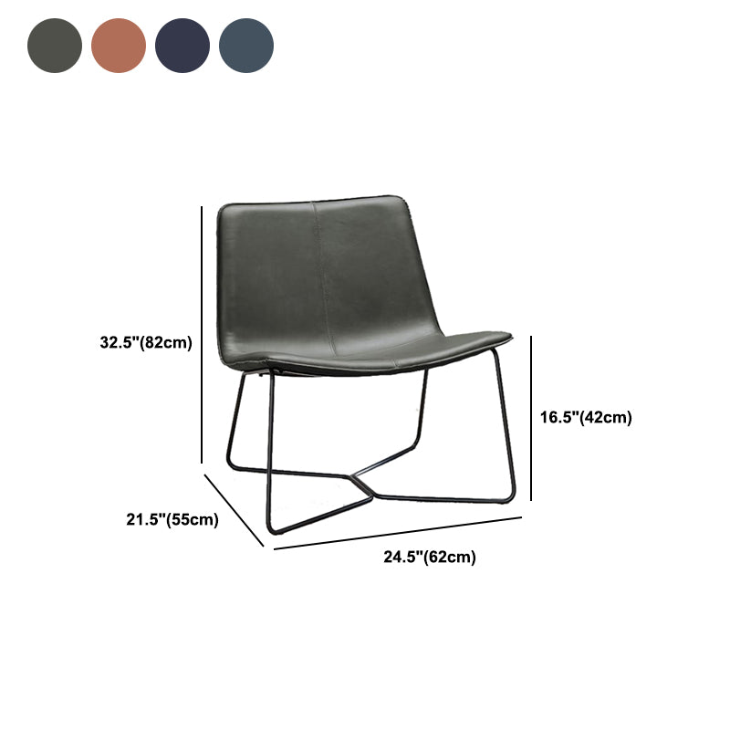 Industrial 24.4"Wide Faux Leather Fixed Back Metal Base Armless Chair