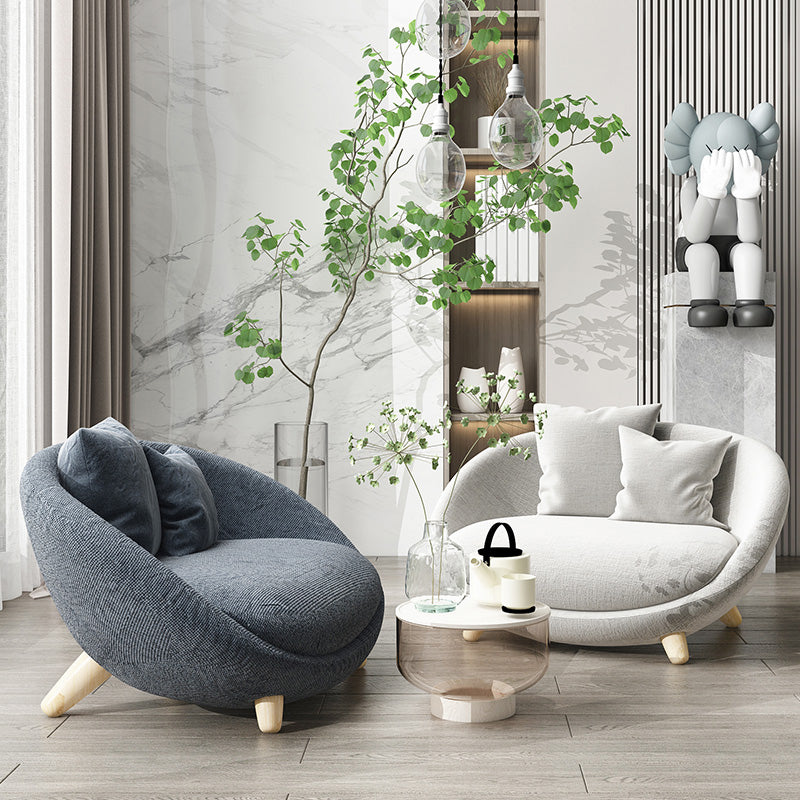 Scandinavian 34.6"Wide Cotton Blend Fixed Back Sloped Arms Papasan Chair with 2 Pillows