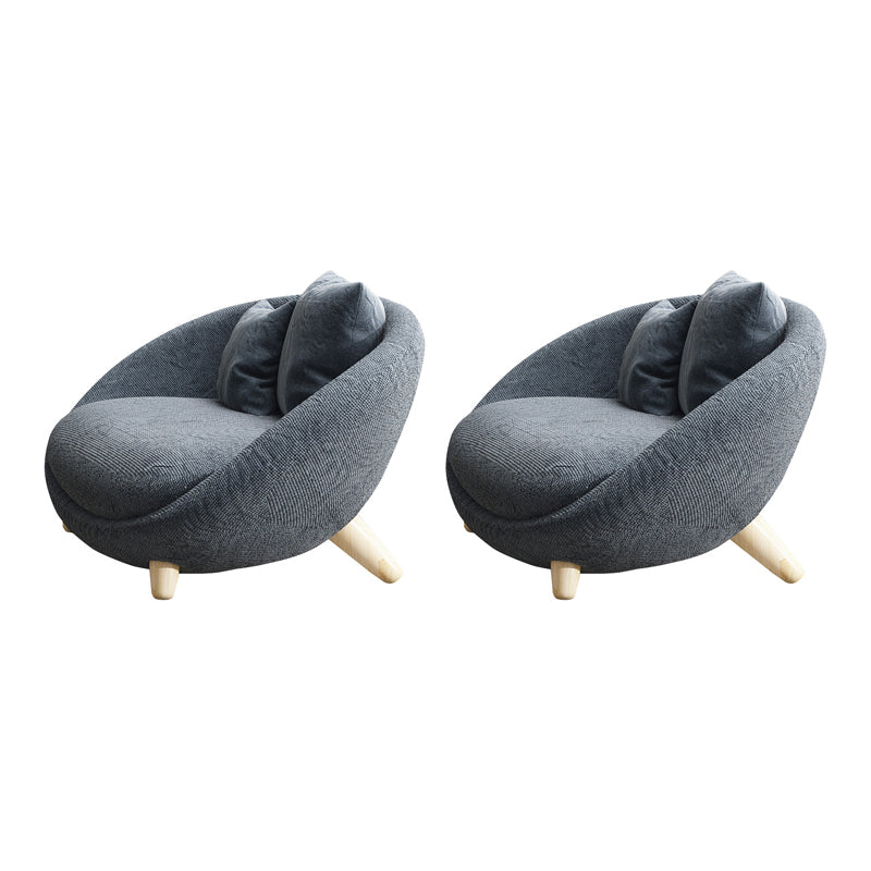 Scandinavian 34.6"Wide Cotton Blend Fixed Back Sloped Arms Papasan Chair with 2 Pillows