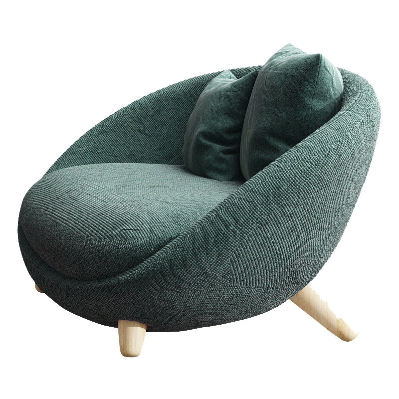 Scandinavian 34.6"Wide Cotton Blend Fixed Back Sloped Arms Papasan Chair with 2 Pillows
