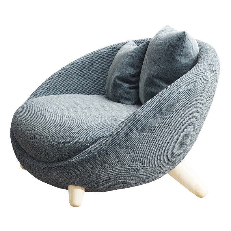 Scandinavian 34.6"Wide Cotton Blend Fixed Back Sloped Arms Papasan Chair with 2 Pillows