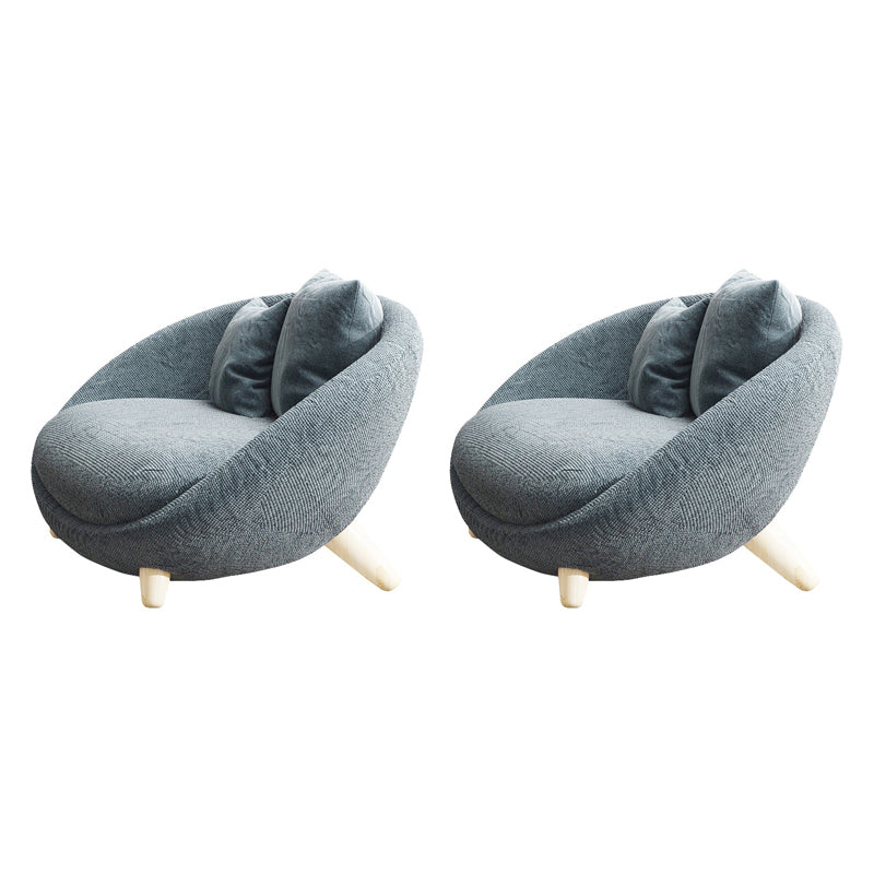 Scandinavian 34.6"Wide Cotton Blend Fixed Back Sloped Arms Papasan Chair with 2 Pillows