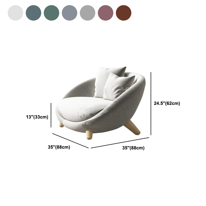 Scandinavian 34.6"Wide Cotton Blend Fixed Back Sloped Arms Papasan Chair with 2 Pillows