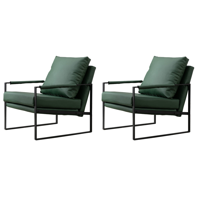 Industrial 27.6"Wide Faux Leather Pillow Back Square Arm Lounge Chair