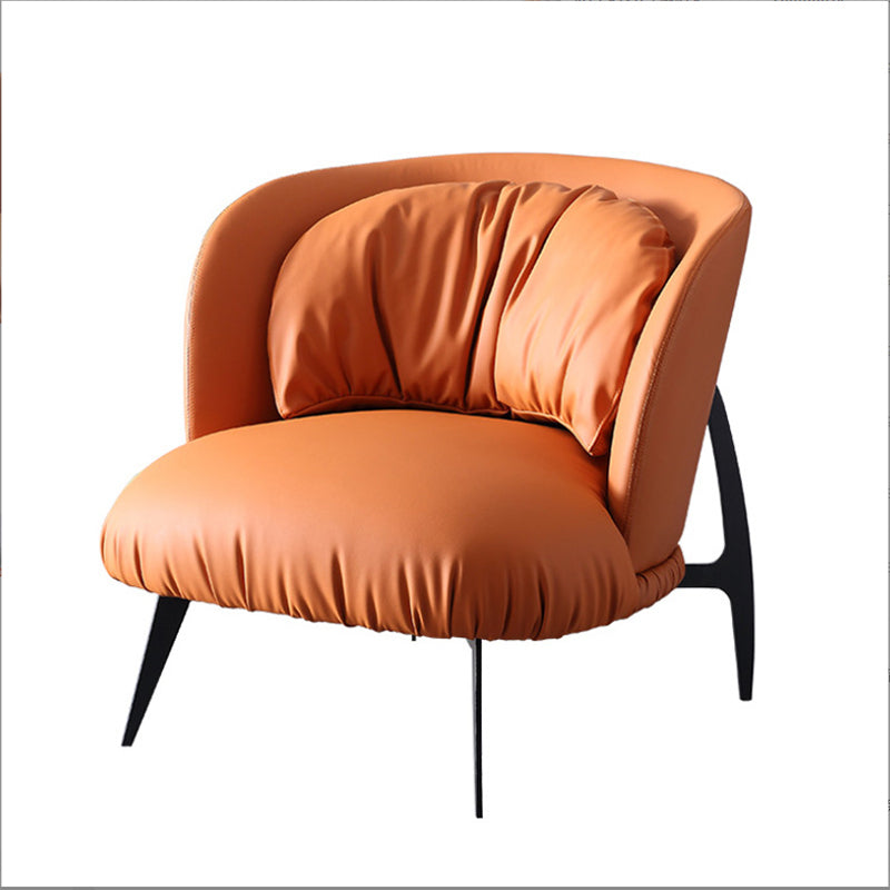 Modern Style Armless Black Metal Leather Lounge Chair with Pillow Back