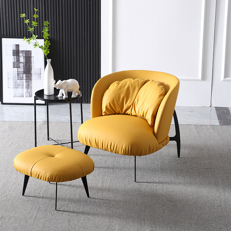 Modern Style Armless Black Metal Leather Lounge Chair with Pillow Back