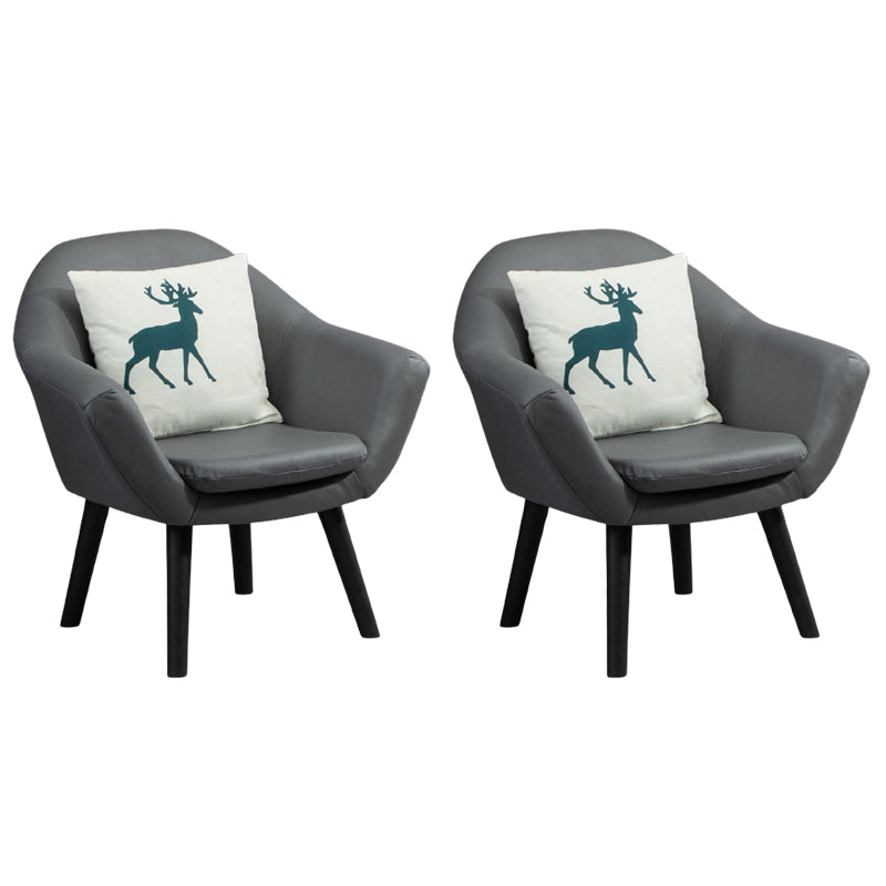 Modern Style Wood Armrest Cushion Back Strap Pillow Arm Chair