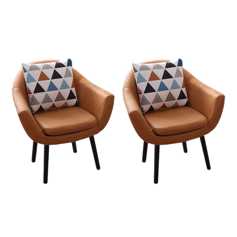 Modern Style Wood Armrest Cushion Back Strap Pillow Arm Chair