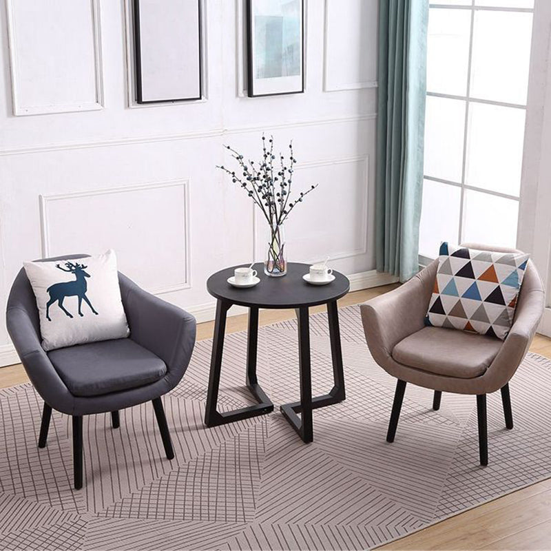 Modern Style Wood Armrest Cushion Back Strap Pillow Arm Chair