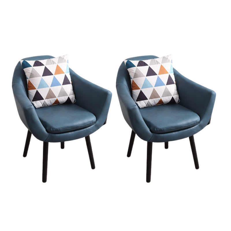 Modern Style Wood Armrest Cushion Back Strap Pillow Arm Chair