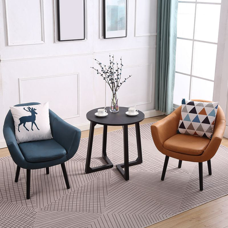 Modern Style Wood Armrest Cushion Back Strap Pillow Arm Chair