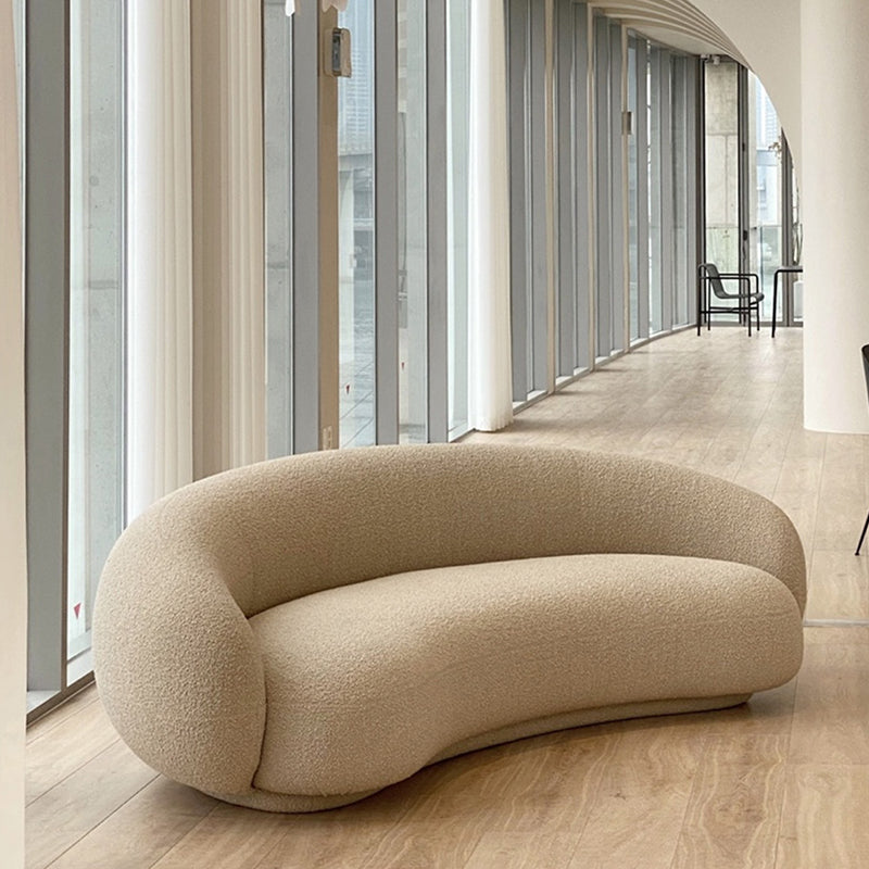 Contemporary Recessed Arm Curved Sofay Moon Shape Sofa for Living Room