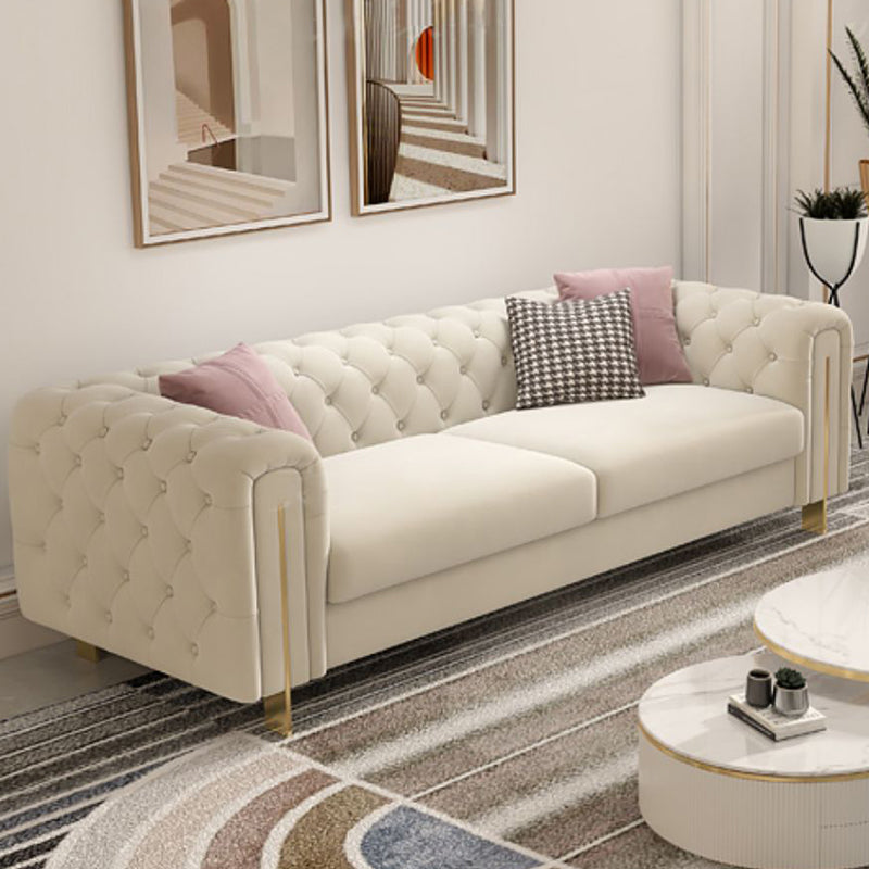 Tuxedo Arm Sofa Contemporary White Sofa with Tufted Split-Back