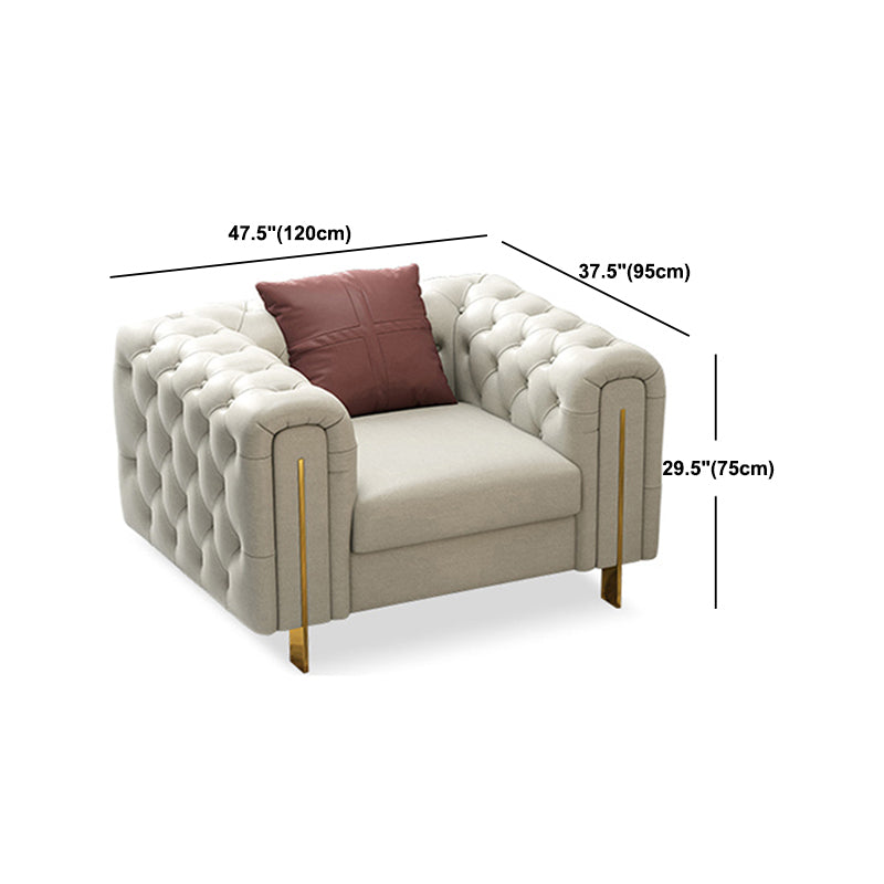 Tuxedo Arm Sofa Contemporary White Sofa with Tufted Split-Back