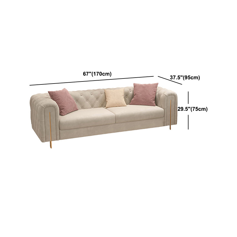 Tuxedo Arm Sofa Contemporary White Sofa with Tufted Split-Back